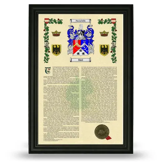 Baul Armorial History Framed - Black