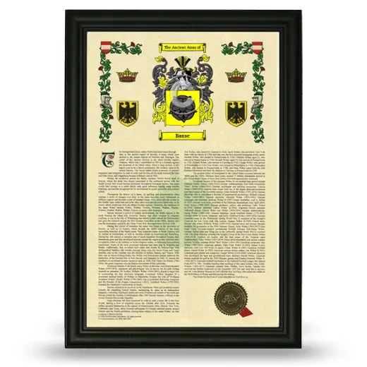 Bause Armorial History Framed - Black