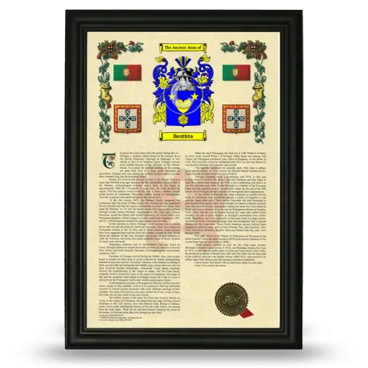 Bautista Armorial History Framed - Black
