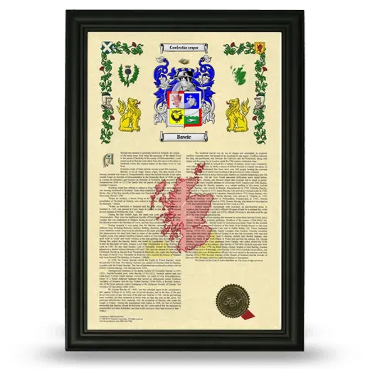 Bawie Armorial History Framed - Black