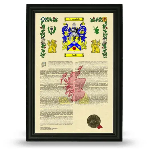 Beali Armorial History Framed - Black