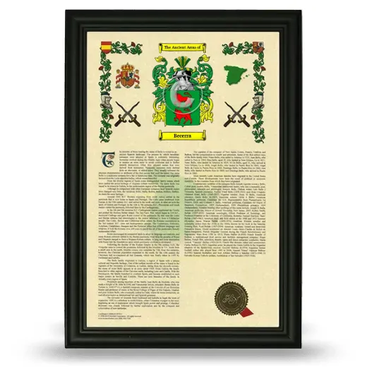 Becerra Armorial History Framed - Black