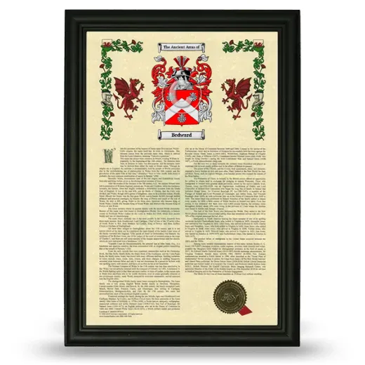 Bedward Armorial History Framed - Black