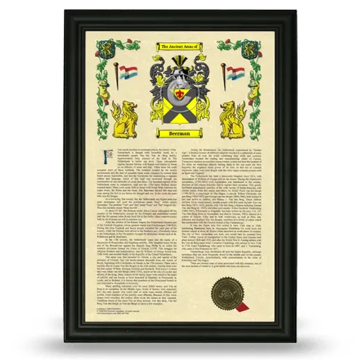 Beerman Armorial History Framed - Black