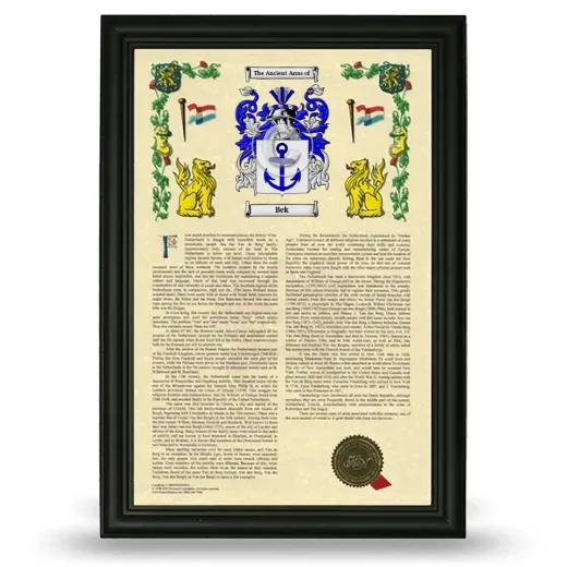 Bek Armorial History Framed - Black