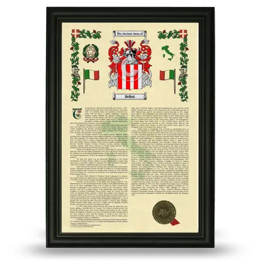 Belini Armorial History Framed - Black