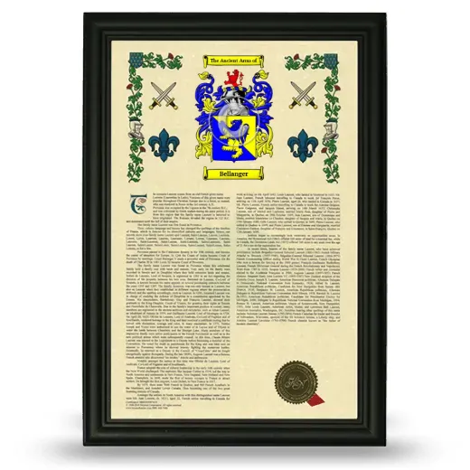 Bellanger Armorial History Framed - Black