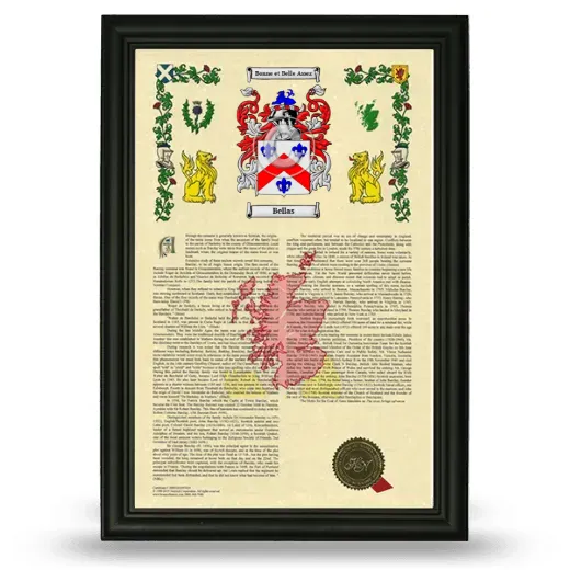 Bellas Armorial History Framed - Black