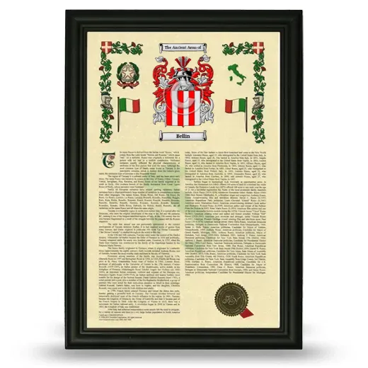 Bellin Armorial History Framed - Black
