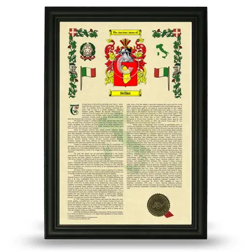 Bellini Armorial History Framed - Black