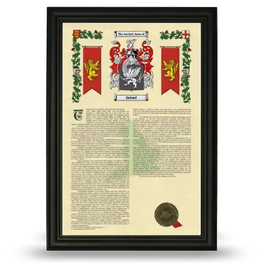 Belord Armorial History Framed - Black