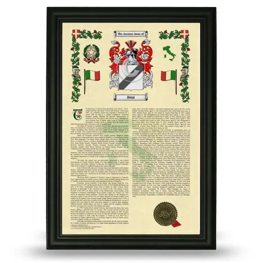 Beni Armorial History Framed - Black