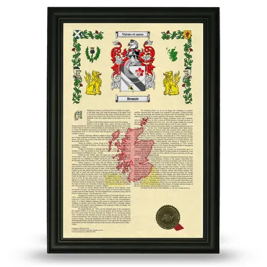 Bennie Armorial History Framed - Black