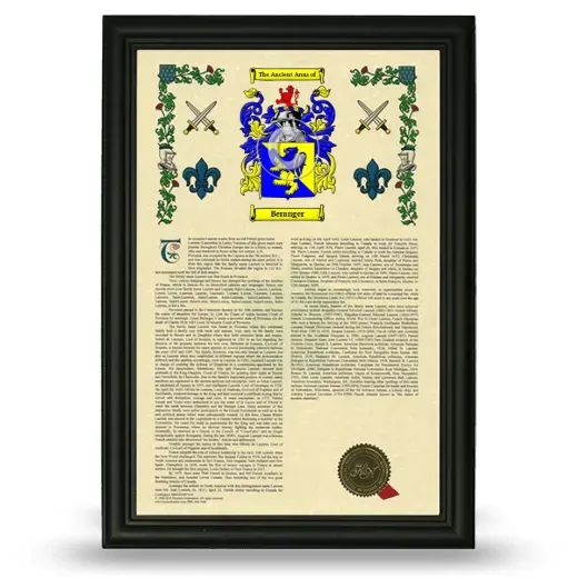 Beranger Armorial History Framed - Black