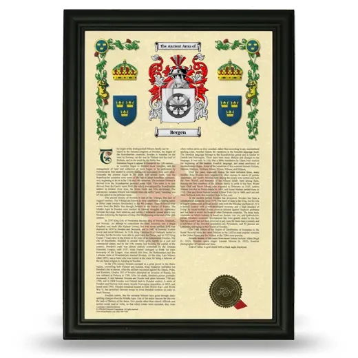Bergen Armorial History Framed - Black