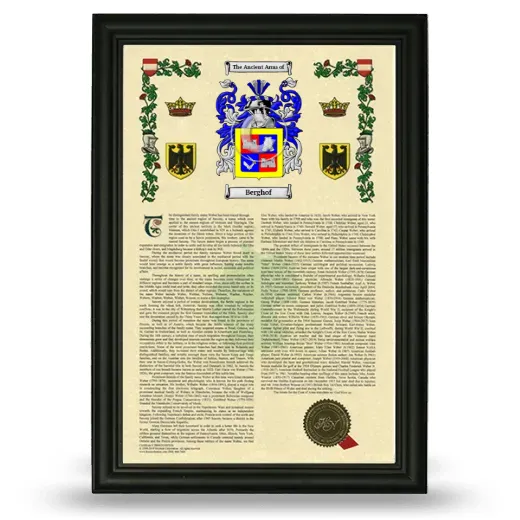 Berghof Armorial History Framed - Black