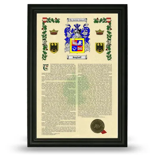 Berghoff Armorial History Framed - Black
