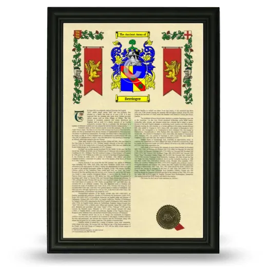 Berringer Armorial History Framed - Black