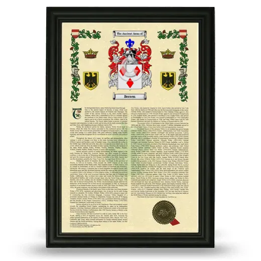 Bersen Armorial History Framed - Black
