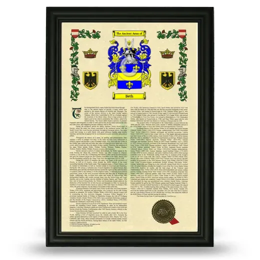 Beth Armorial History Framed - Black