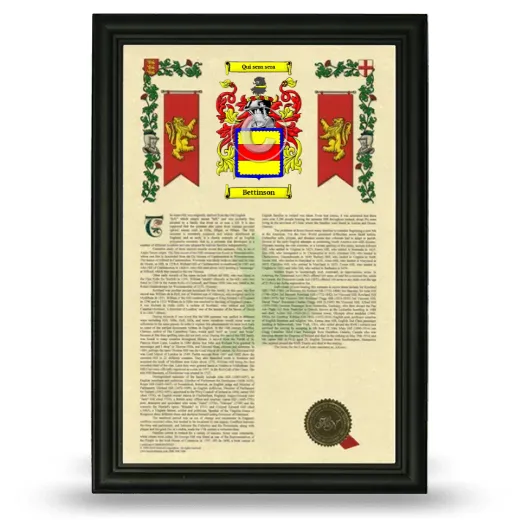 Bettinson Armorial History Framed - Black