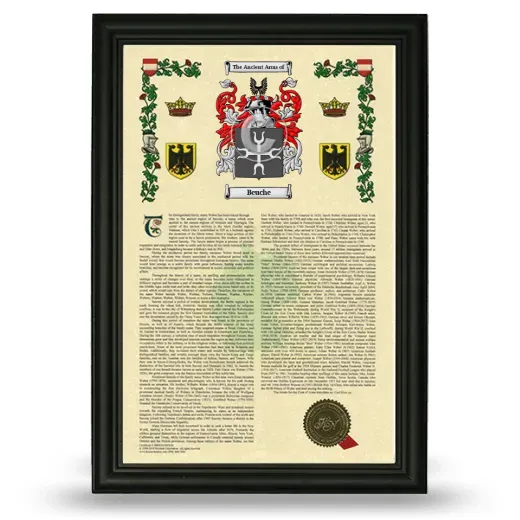 Beuche Armorial History Framed - Black