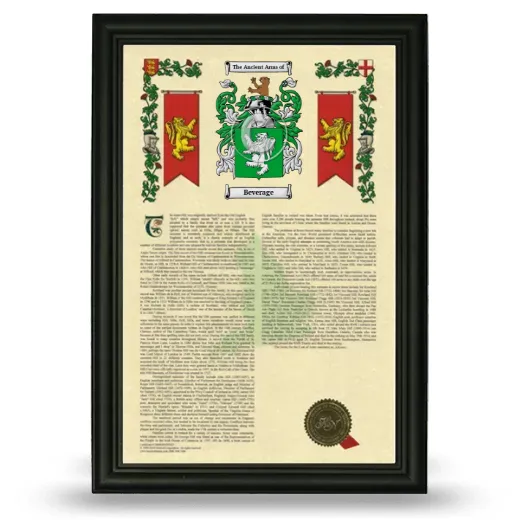 Beverage Armorial History Framed - Black