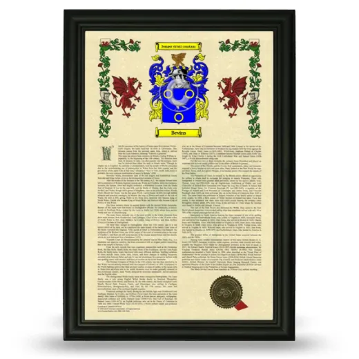Bevins Armorial History Framed - Black