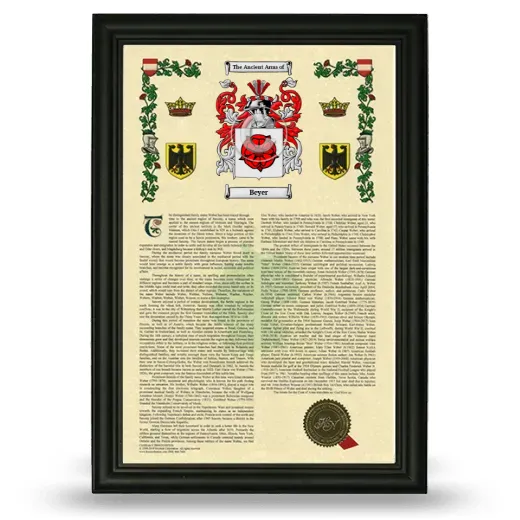Beyer Armorial History Framed - Black
