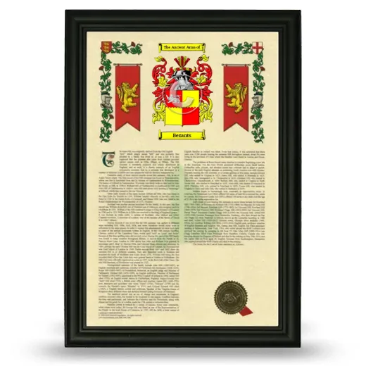 Bezants Armorial History Framed - Black