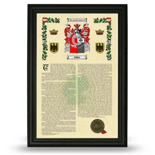 Bihler Armorial History Framed - Black