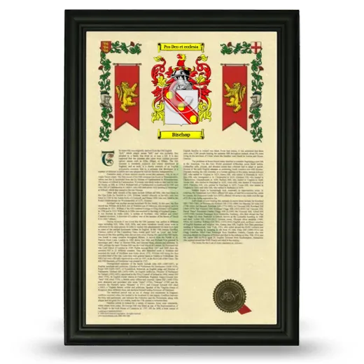 Bischop Armorial History Framed - Black
