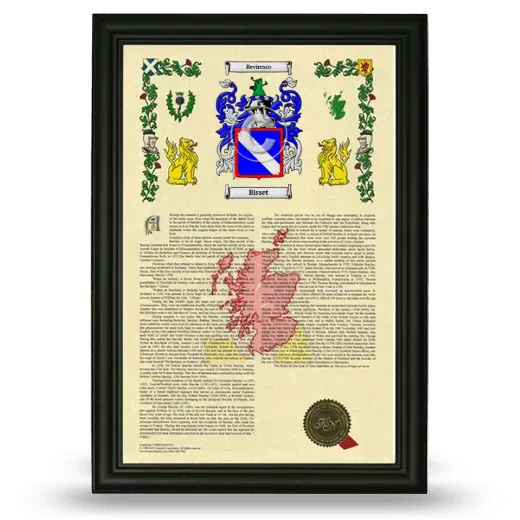 Bisset Armorial History Framed - Black