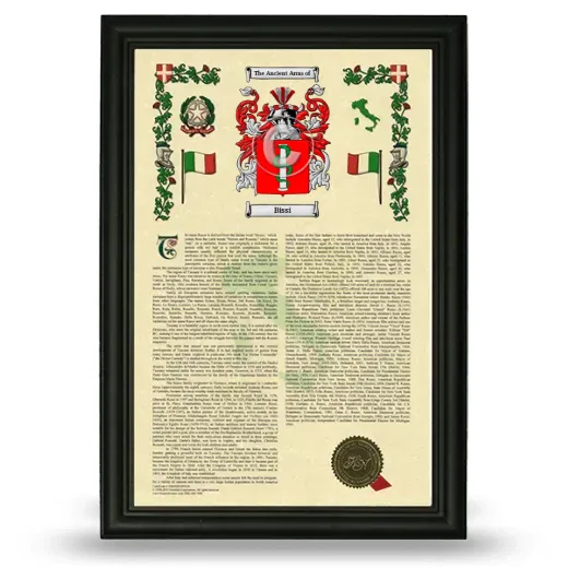 Bissi Armorial History Framed - Black