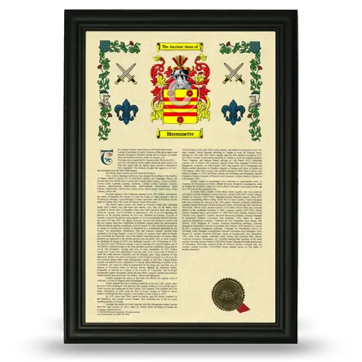 Bissonnette Armorial History Framed - Black