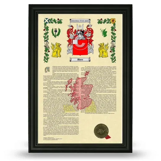 Blaco Armorial History Framed - Black