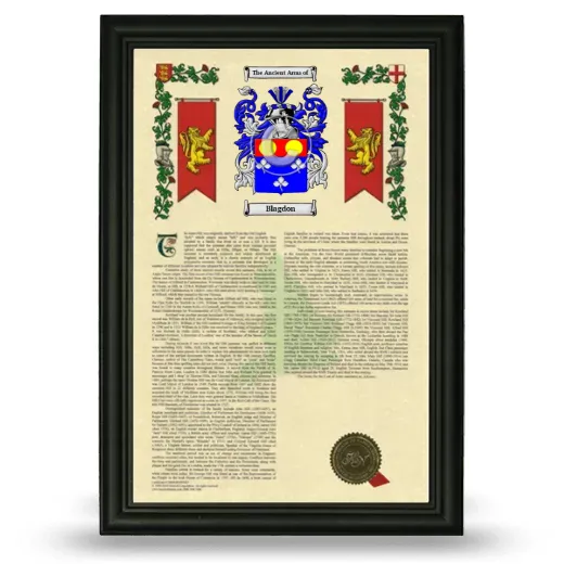 Blagdon Armorial History Framed - Black