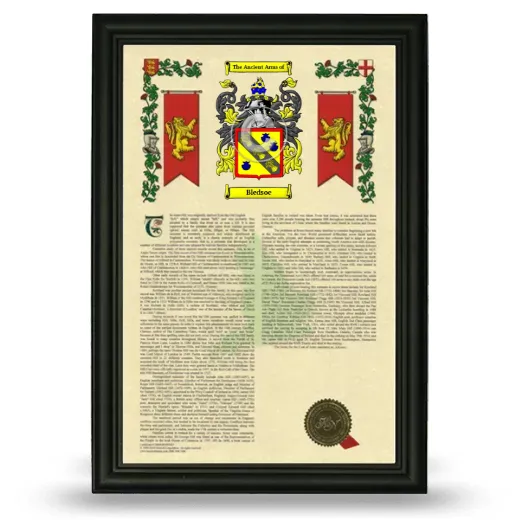 Bledsoe Armorial History Framed - Black