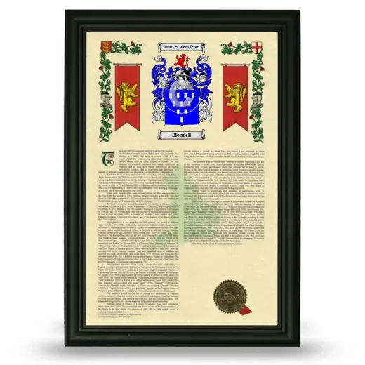 Blondell Armorial History Framed - Black