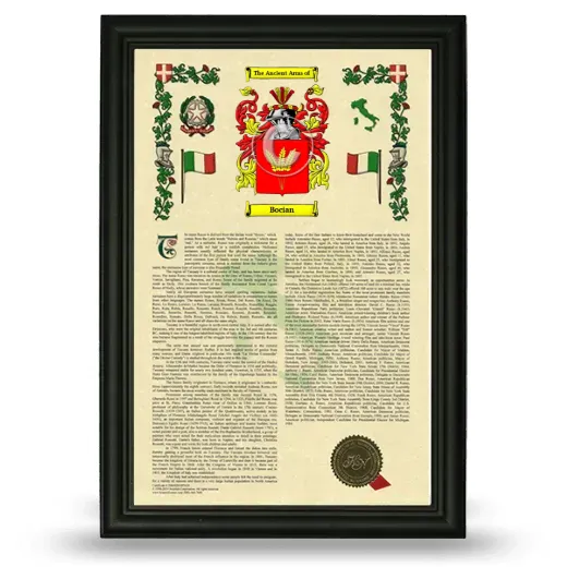 Bocian Armorial History Framed - Black