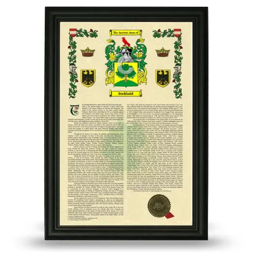 Bockhold Armorial History Framed - Black