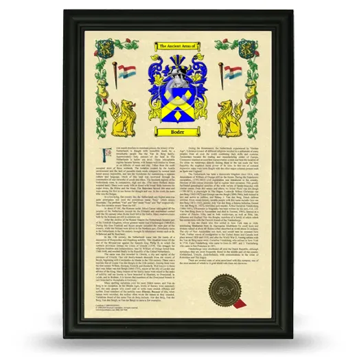 Boder Armorial History Framed - Black