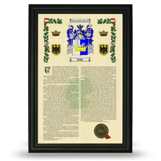 Bodig Armorial History Framed - Black