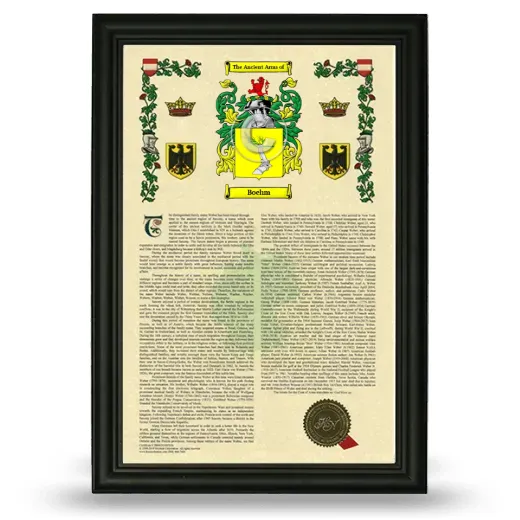Boehm Armorial History Framed - Black