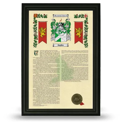 Bogden Armorial History Framed - Black
