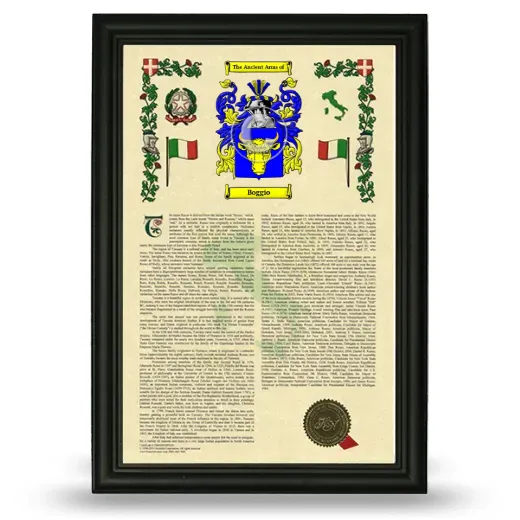 Boggio Armorial History Framed - Black