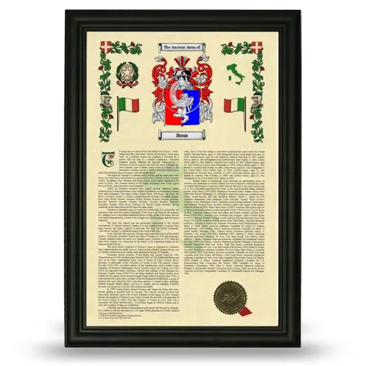 Bona Armorial History Framed - Black