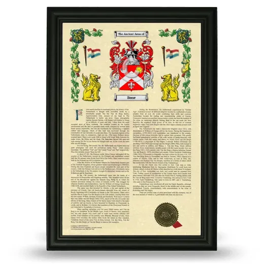 Bone Armorial History Framed - Black