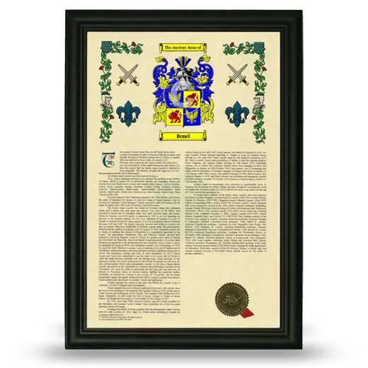 Bonel Armorial History Framed - Black