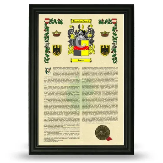Boren Armorial History Framed - Black